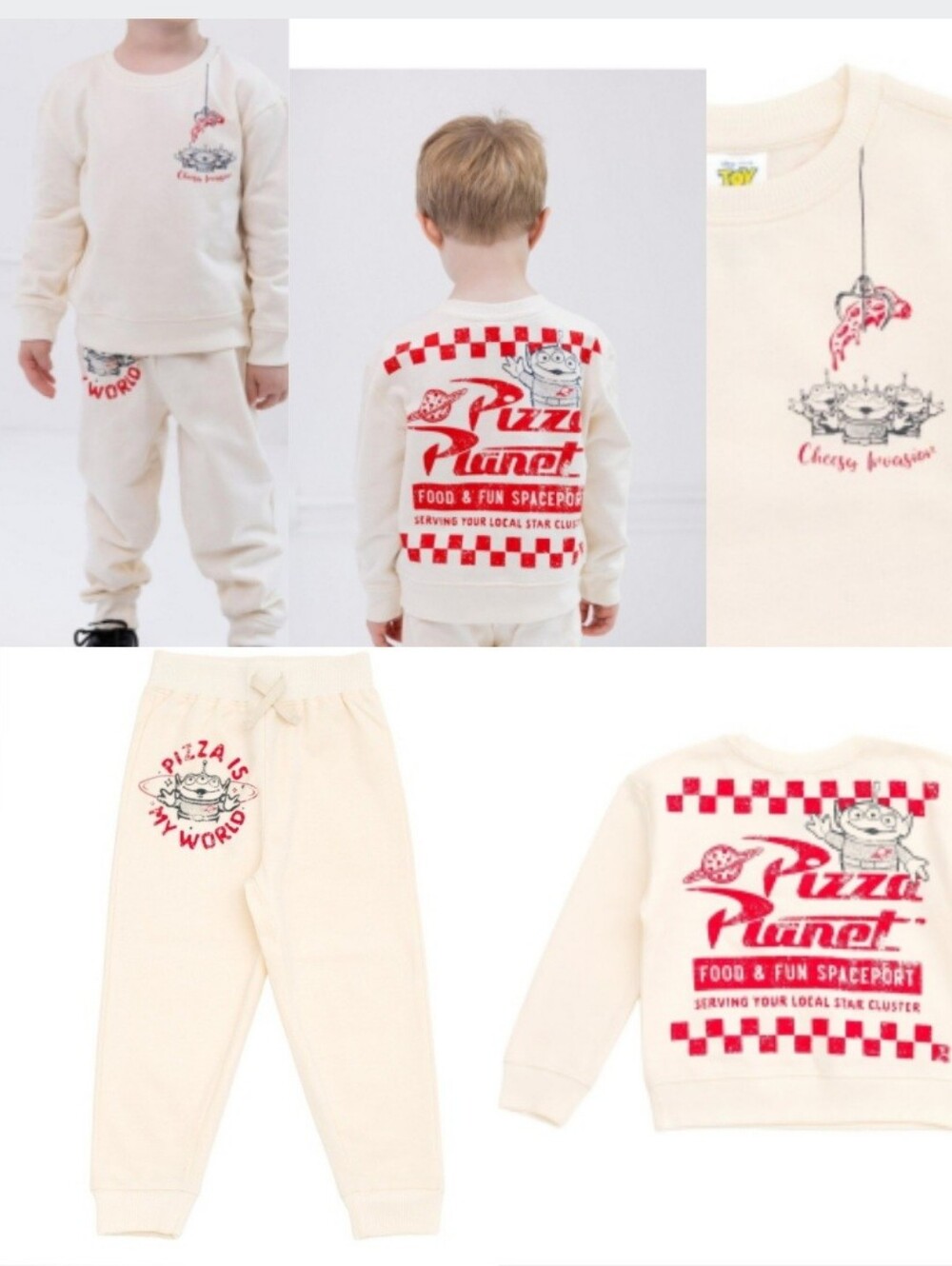 NWOT Disney Toy Story Pizza Planet Alien Boys Fleece Pullover Sweatshirt and Jog
